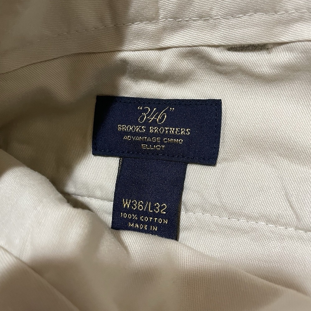 Brooks Brothers Tan Pants 36‎ X 31.5 Advantage Chino Elliot Pleated Cuffed 346 - Picture 2 of 7